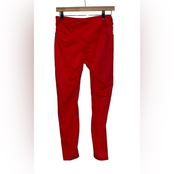 Ododos  Yoga Foldover Red‎ Ankle Leggings Workout Casual Athleisure Women L - Picture 2 of 8